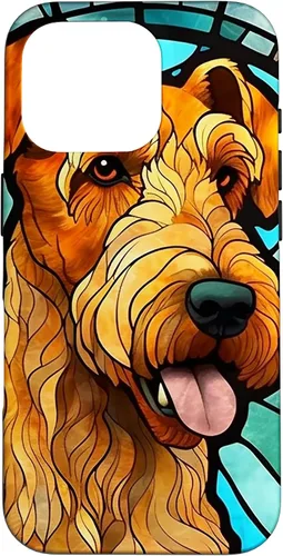 Vista 20 de Airedale Terrier Dog Stained Glass Case for iPhone 17