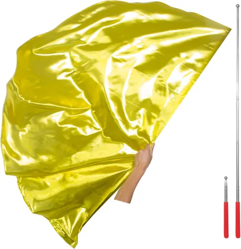 Vista 9 de Bandera de adoración con varilla escalable, bandera de poliéster semicírculo suave de 50 pulgadas para práctica de danza, banderas de baile