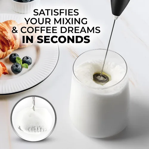 Vista 258 de Zulay Milk Boss Espumador de leche potente manual, hace espuma para latte, batidor para mezclar bebidas, café, miniespumador para capuchino, frappé