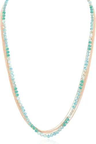 Vista 6 de RIAH FASHION Collar de Estilo Bohemio Multicapa - Hilo Largo de Cadena Y con Barra de Pluma y Gota de Colgante en Forma de Lariat Cadena de bolas 2