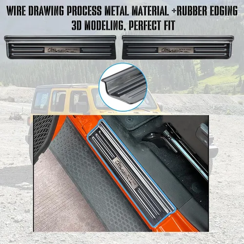 Vista 2 de Rowa - Protectores de umbral de puerta de acero inoxidable 304 compatibles con Jeep Wrangler JL JLU 2018-2025 & Gladiator JT 2020-2025, protector