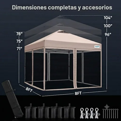 Vista 7 de Quictent - Tienda de campaña con mosquitero desplegable de 8 x 8 pies Refugio portátil fácil de instalar para exteriores, para patio, campamento