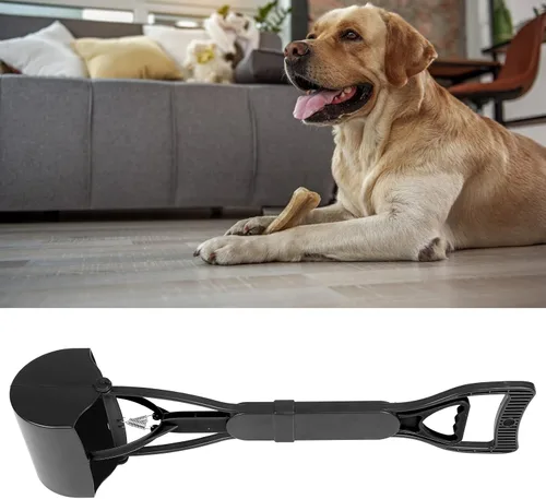Vista 2 de Cuchara para perros con mango largo de 23.6 in con mango largo para recoger estiércol de mascotas con mango largo (negro)