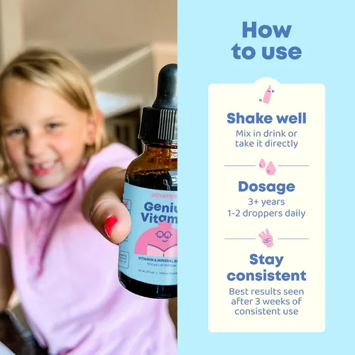 Vista 6 de JoySpring Kids B Complex Gotas líquidas de complejo de vitamina B con saúco, zinc y vitamina C Apoyo para el bienestar general (1 fl oz), 30