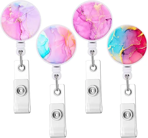 Vista 9 de Carrete de insignia retráctil lindo porta insignias con clip de cocodrilo carretes de insignia decorativos con nombre de enfermera en porta tarjetas