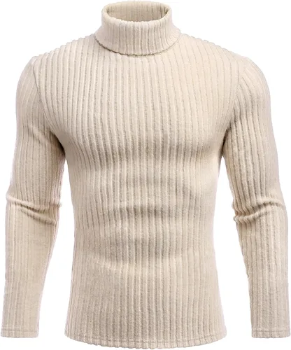 Vista 2 de Ekouaer Camisetas de cuello alto para hombre, camisa de manga larga, térmicas, ligeras, de capa base, acanaladas, suéteres sin botones, tallas S-XXL