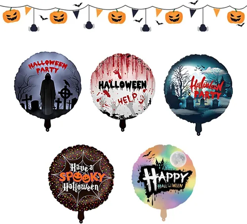 Vista 13 de 5 globos inflables de murciélagos de Halloween con diseño de murciélagos negros, decoraciones inflables de Halloween, día de la muerte, globos