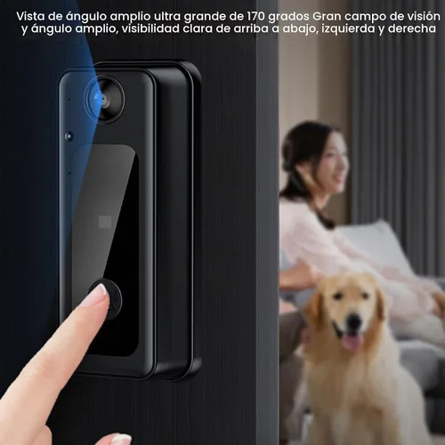 Vista 5 de Cámara de timbre, 8MP 1080P 170° Cámara de seguridad gran angular con micrófono videollamada, 2 vías de conversación nocturna timbre de video