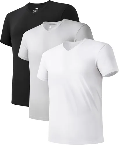 Vista 13 de DAVID ARCHY Camiseta interior de rayón de bambú con cuello en V que absorbe Paquete de 5 Negro - Cuello en V