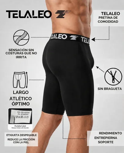 Vista 3 de TELALEO Paquete de 5 calzoncillos tipo bóxer de pierna larga para hombre