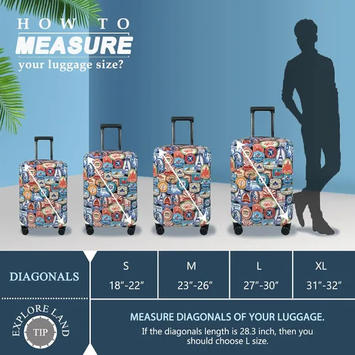 Vista 5 de Explore Land - Funda protectora para equipaje de viaje, protector de maleta, se adapta a maletas de 18-32 pulgadas