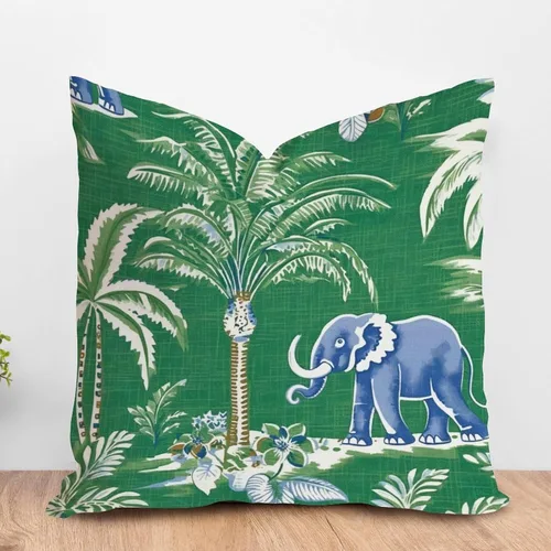 Vista 25 de ArogGeld Funda de cojín decorativa de flor de loto azul y verde pavo real, diseño botánico floral azul de loto azul, estilo asiático, chinoiserie