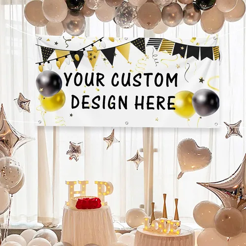 Vista 7 de Pancartas y letreros personalizados personalizados de graduación y cumpleaños con texto fotográfico, para decoraciones de fiestas, negocios, rojo