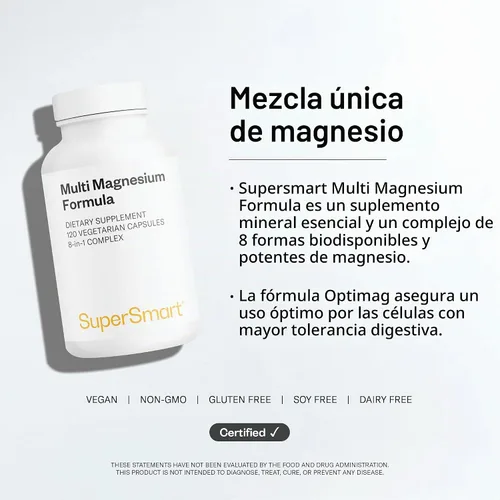 Vista 5 de SuperSmart Fórmula de magnesio múltiple (anteriormente Optimag) – 8 formas activas de espectro completo – Lucha contra la deficiencia de magnesio