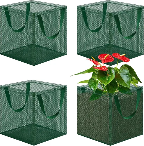 Vista 7 de EBaokuup 4 Piezas Bolsas de Plantación para Estanques Acuáticos - 7.1" Alto x 7.2" Diámetro Macetas de Malla Reutilizable para Jardín Acuático