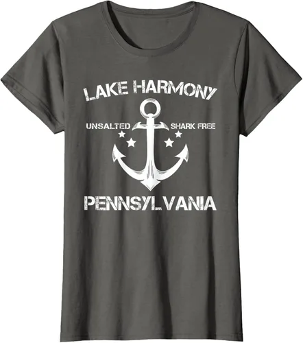Vista 8 de Playera divertida de Lago Harmony Pennsylvania para acampada o pesca Negro