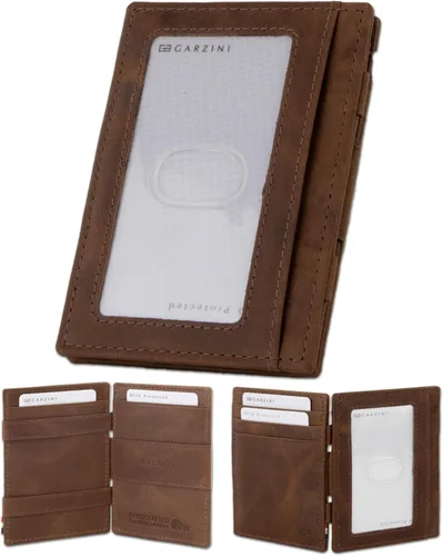 Vista 8 de GARZINI Cartera mágica con soporte para identificación, cartera minimalista con tarjetero RFID, cartera de cuero para 8 tarjetas, 01 Negro carbón