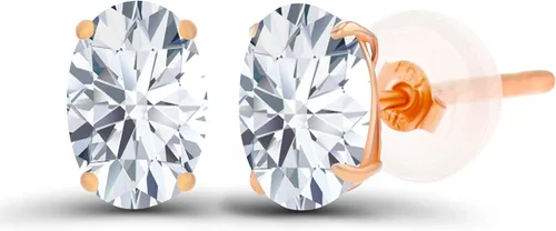 Vista 37 de Aretes ovalados de plata de ley 925 maciza chapados en oro de 0.236 x 0.157 pulgadas con piedra natal genuina para mujer Aretes de tuerca Amatista