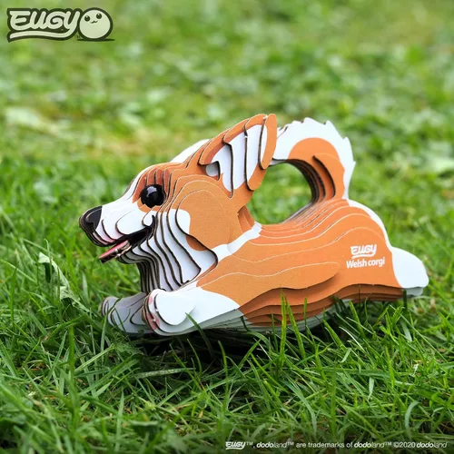 Vista 6 de EUGY Rompecabezas de papel 3D ecológico de Corgi galés 080