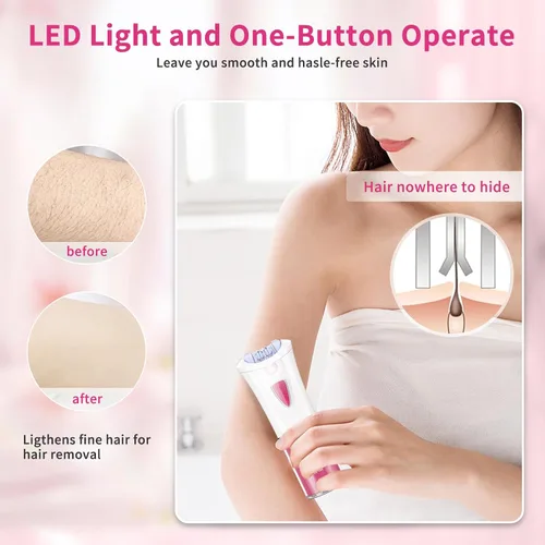 Vista 3 de Depiladora facial para mujer, depiladora facial con luz LED, pinzas eléctricas de deslizamiento suave para cara, brazos, piernas, línea de bikini