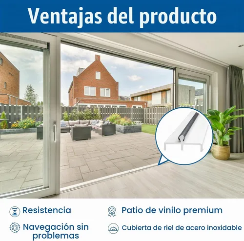 Vista 4 de KC Hardware - Riel de puerta corrediza de vinilo blanco de 60 pulgadas para puerta de patio, paquete de 1 unidad