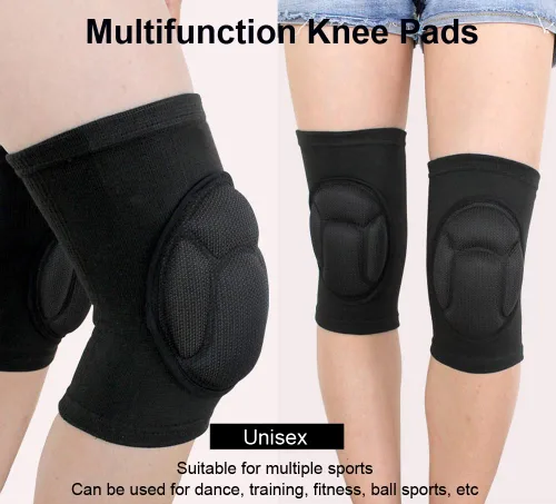 Vista 6 de Rodilleras para mujeres y hombres, rodilleras de baloncesto, voleibol, rodilleras para mujeres y hombres, rodilleras de lucha libre, equipo de Negro