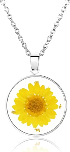 Vista 163 de Pressed Flower Necklace Gift for Women Personalized Handmade Necklaces Birth Flower Necklace