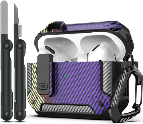Vista 35 de RFUNGUANGO Funda para AirPod de 2ª generación con kit de limpieza, armadura protectora de carcasa dura militar con bloqueo para funda de carga