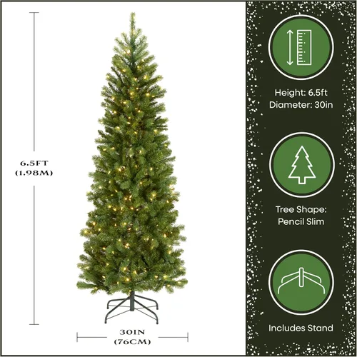 Vista 4 de National Tree Company Árbol de Navidad de abeto Douglas preiluminado de 6.5