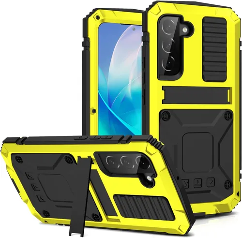 Vista 15 de Funda de metal para Samsung S23 de aluminio de grado militar, funda resistente con soporte de metal protector de pantalla a prueba de caídas, a