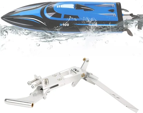 Vista 6 de Kit de timón de barco RC, eje flexible integrado de 4.331 in RC barco absorbente de agua timón aleación de aluminio para sistema de eje de 0.2