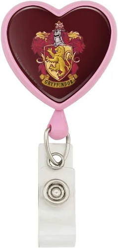 Vista 11 de Harry Potter Ilustrated Hogwart's Crest Heart Lanyard Retractable Reel Badge ID Card Holder Rosado