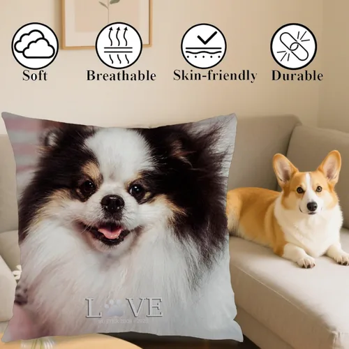 Vista 4 de One Photo Personalized Throw Pillow Case Where Your uploaded Image and Text Form a Unique Home décor Piece That Provides Warm Emotional Value and