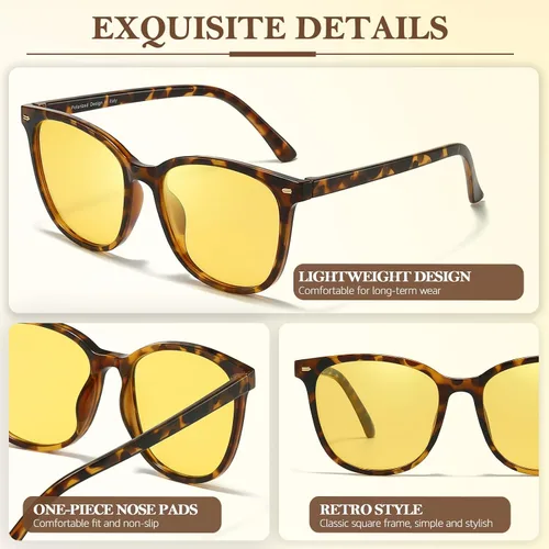 Vista 7 de FIMILU Paquete de 2 lentes de visión nocturna para mujeres y hombres, lentes polarizados para conducción nocturna, antirreflejos y mejoran la visión