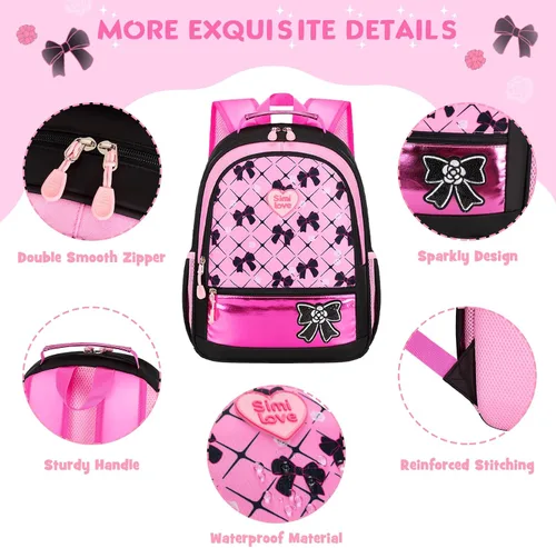 Vista 4 de Juego de mochila de 3 piezas, Arco rojo negro, Escuela
