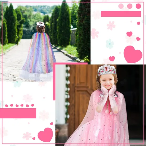 Vista 6 de Sintege Juego de 18 piezas de capa de princesa para niñas pequeñas, incluye falda de princesa, juego de simulación, cosplay, capa de princesa