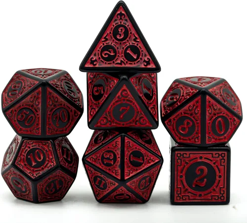 Vista 11 de Juego de 10 dados poliédricos DND (70 piezas) con 2 bolsas de cuero, juego de dados D&D para Calabozos y Dragones, juegos de mesa RPG