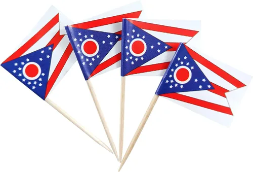 Vista 40 de QQSD Bandera de palillo de dientes de Alabama para decoración de cupcakes, 100