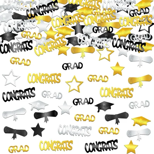 Vista 28 de KatchOn, Confeti de graduación negro brillante 2025 – Paquete de 500 Confeti de graduación 2025 decoraciones Decoraciones de graduación 2025