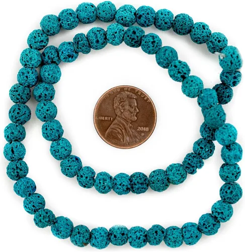 Vista 2 de TheBeadChest - Cuentas de lava volcánica azul turquesa (0.236 in)