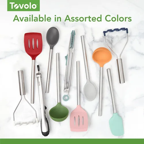 Vista 6 de Tovolo Cuchara mezcladora de silicona con mango de acero inoxidable, pizarra azul, apta para lavavajillas, resistente al calor, resistente a