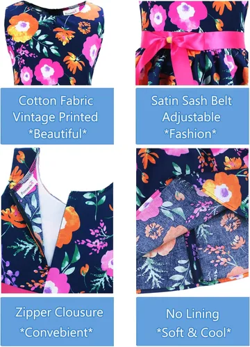 Vista 310 de Vestido de verano para niña, de algodón, con diseño floral