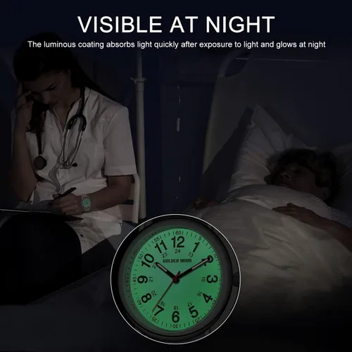 Vista 6 de GOLDEN HOUR - Reloj de enfermera impermeable para profesionales médicos, estudiantes, mujeres y hombres, esfera luminosa de fácil lectura, 24 horas