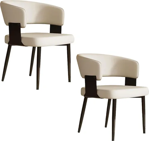 Vista 9 de Juego de 4 sillas de cocina, con patas de acero al carbono y cojín de piel sintética, sillas de comedor modernas Hogar, cocina, oficina, reuniones