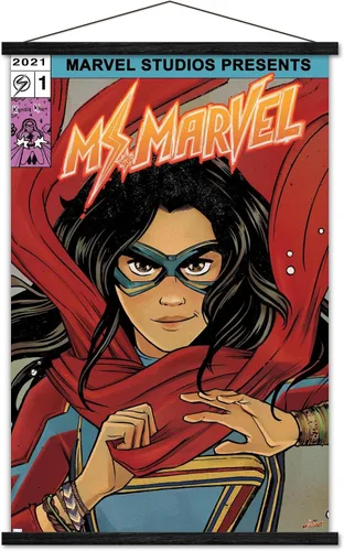 Vista 8 de Trends International Marvel Ms. Marvel - Póster de pared de cómic, 22.4 pulgadas de largo x 14.7 pulgadas, versión enmarcada en madera de granero