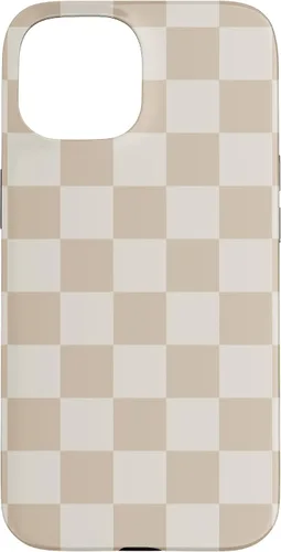 Vista 6 de iPhone 16 Vanilla Blanco café crema a cuadros ajedrez patrón clásico caso