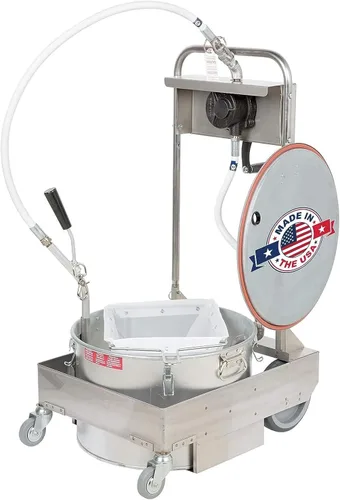 Vista 10 de MirOil - Máquina de filtro de aceite para freidora profunda, sistema de filtración de aceite de freír operado a mano con ruedas y carro, filtro