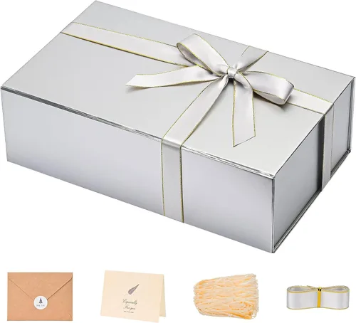 Vista 23 de LIFELUM Square Gift Box with Magnetic Lid, Card, Sticker, Ribbon, Shredded Paper Filler for Business, Wedding, Birthdays