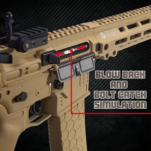 Vista 5 de EMERBU Pro-Grade Gel Splatter Ball Blaster SLR Actualizado por EMERBU - Cuerpo de Metal y Nylon - 11.1V Alta Potencia - Conjunto de Engranajes