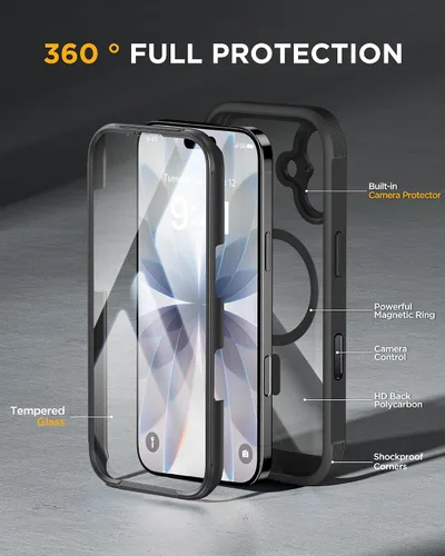 Vista 482 de Miracase Serie de vidrio para iPhone 11 de 6.1 pulgadas, funda protectora de cuerpo completo resistente mejorada con protector de pantalla de vidrio